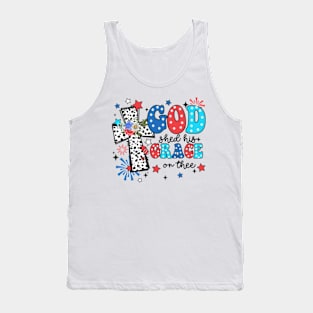 God Shed His Grace On Thee, Christian Cross Indepence Day, America 1776, America Dalmatia Tank Top